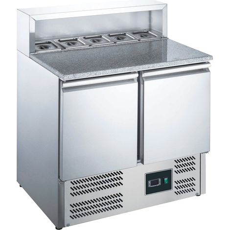 Table de préparation pizza - 5 x 1/6 GN - 2 portes - +2/+8°C - Granit - Saro