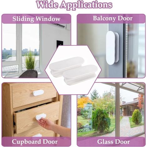 Lot de 2 poignées de porte de balcon, poignées de porte, poignées de porte autocollantes, poignées d'armoire, porte de balcon, extérieur en plastique (1/3)
