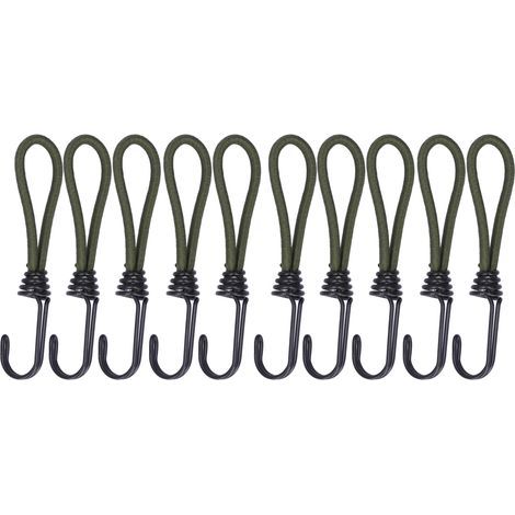 Lot de 10 cordes élastiques avec crochet pour fixation de tente de camping (1/5)