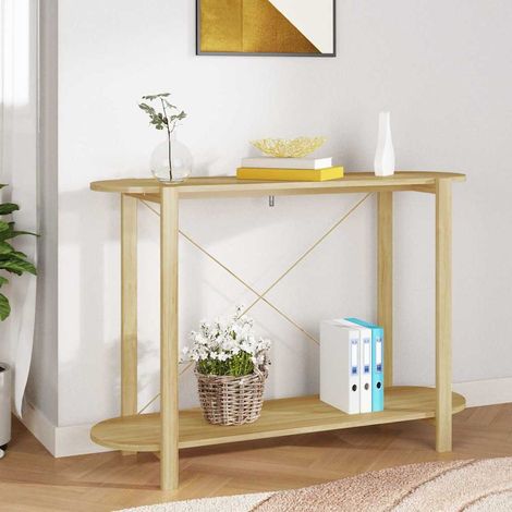 vidaXL Mesa consola de madera contrachapada 110x38x75 cm (1/5)