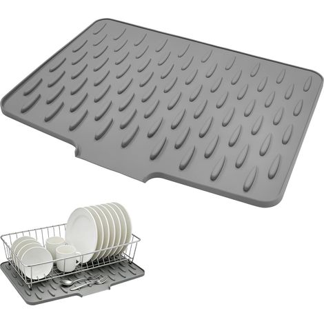Tappetino scolapiatti, organizer per lavello in silicone, tappetino scolapiatti per lavello da cucina, adatto a lavelli e piani di lavoro (grigio)
