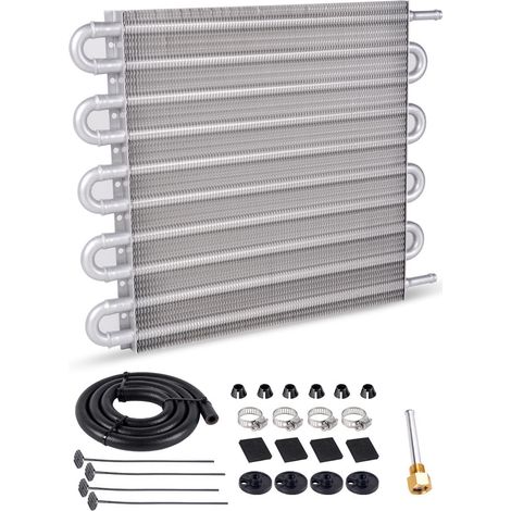 Universal car modification parts: air conditioning pipes with condenser, transmission radiator, 4-row, 6-row, 8-row oil cooler, -10-row silver (1/4)