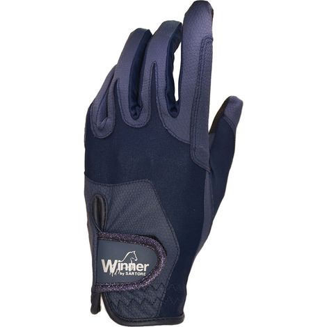 M, Nero: Guanti da concorso in similpelle con chiusura a strappo e inserto glitterato con touchscreen (1/4)