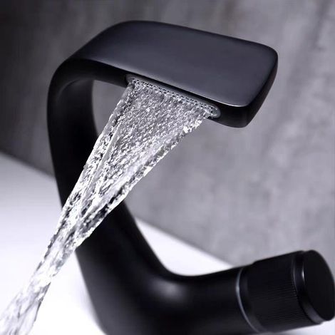 Mitigeur de lavabo simple noir, mitigeur de lavabo en laiton, mitigeur de lavabo de baignoire au design luxueux (1/5)