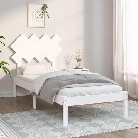Lit simple pour adulte Cadre de lit - Blanc 90x190 cm Simple Bois massif BV749053 - BonneVie (1/5)
