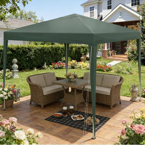 Tonnelle pergola pliante 3x3 m réglable verte OKMYHOME (1/5)