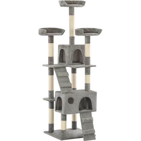 170612 vidaXL Cat Tree with Sisal Scratching Posts 170 cm Grey (1/5)