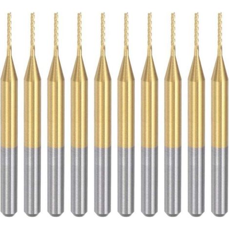 Fraises à graver en carbure de titane, 10 pièces, fraises CNC pour machine PCB, tige de 0,8 mm, revêtement en titane (1/4)