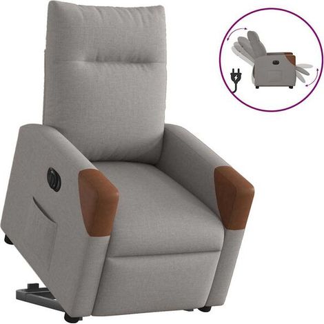 fauteuil inclinable électrique en tissu brun grisâtre (1/5)