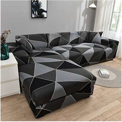 Housse de canapé d'angle extensible 1 place 90-140 cm – Tissu élastique 92% polyester – Protection contre éclaboussures et taches (1/5)