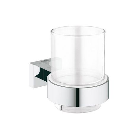 BICCHIERE CON SUPPORTO ESSENTIALS CUBE- Cromo- GROHE- pezzi 1 (1/2)