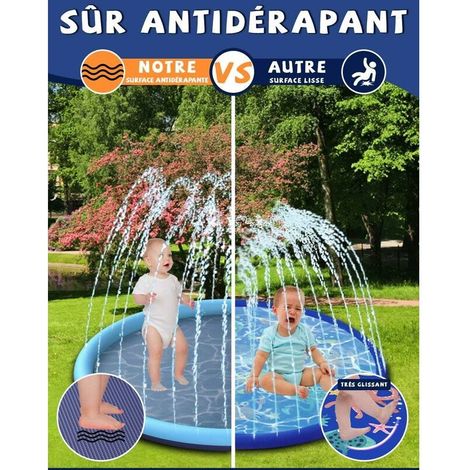 VURAHOME - Tapis Jet d'eau, 170cm Tapis de Pulvérisation d'eau PVC, Splash Pad Antidérapant, Jeux d'eau Exterieur pour Enfants dans Jardin (1/5)