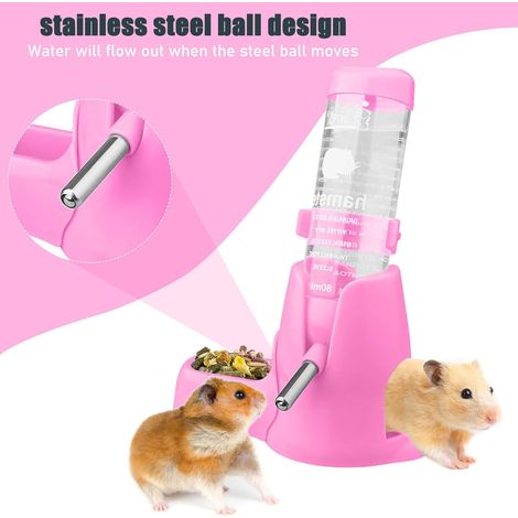 Distributeur d'eau pour petits animaux, distributeur automatique de bouteille d'eau de 80 ml pour animaux de compagnie (rose, S)