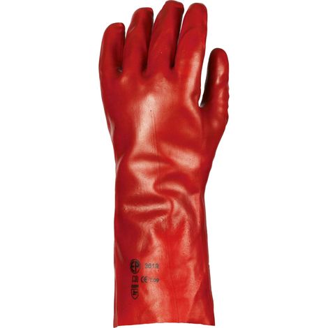 Gants de travail rouges en paire de 10 avec revêtement en PVC, 36 cm, taille 10, pour travaux manuels