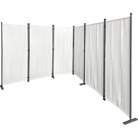 Paravent 6 Teilig 340x165cm Stoff Raumteiler Trennwand Balkon Sichtschutz Stellwand Faltbar Weiß
