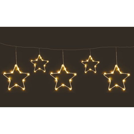 Metall Stern Lichtervorhang warm weiß - 120 cm / 45 LED - Weihnachten Fenster Deko Beleuchtung mit Timer Batterie betrieben