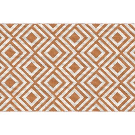 Tapis d'extérieur réversible 182 x 274 cm, imperméable, en plastique, pour terrasse, patio, camping ou plage, rouge et blanc. (1/5)