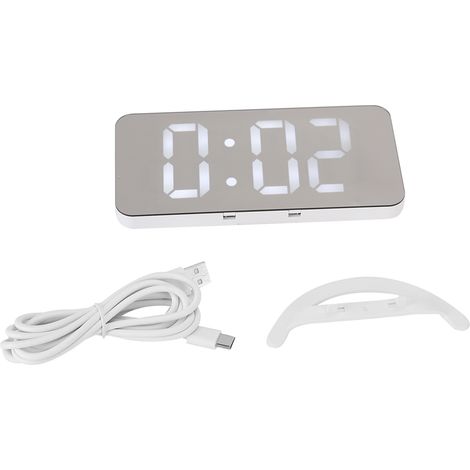Multifunktionaler digitaler LED-Wecker mit 2 USB-Anschlüssen und automatischer Dimmfunktion für Schlafzimmer und Büro TS-8201-W (1/5)