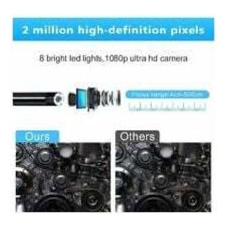 QORVA-Caméra Endoscope WiFi Camera Endoscopique 1200P HD Camera Inspection Canalisation avec lumière LED pour iPhone/Android Téléphone Mobile/Windows/Mac/Tablette/PC— (5M (1/3)