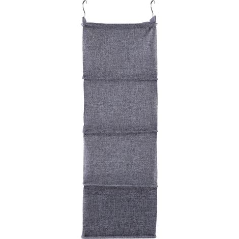 Organiseur Suspendu de Placard 4 Étagères avec Boîte en Gray/Beige, Hanging Closet Storage Holder, Matière Linenette, Pliable, Facile à Accéder (1/5)