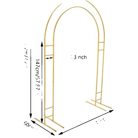 Arche de mariage, cadre en métal autoportant, décoration polyvalente, Or, L (1/2)