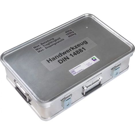 MUNK Rettungstechnik Aluminium Kasten 600x400x150mm mit Deckel, Beschriftung "Handwerkzeug"