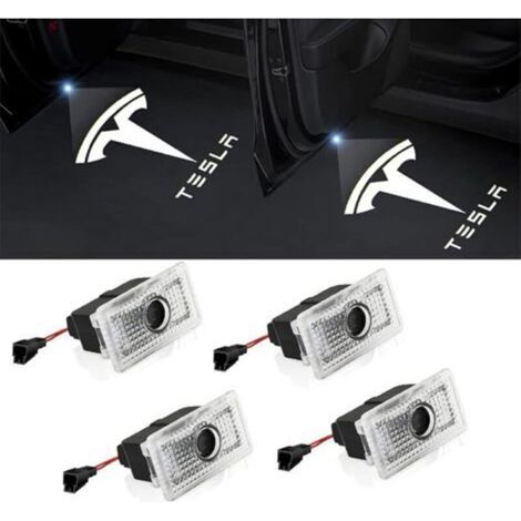 Accessoires d'intérieur de voiture LED, lumière de bienvenue de porte, projecteur de logo de voiture pour Tesla modèle 3/Y/S/X, mise à niveau des accessoires Tesla (4 pièces) (1/5)