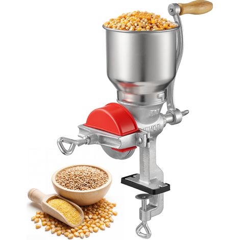 VEVOR Moulin a Grains Manuel Tremie Haute, Moulin a Cereales a Manivelle, pour Epices Grains de Cafe Noix, Broyeur a Maïs de Table en Fonte, Fixation a Serre-joint, avec Couvercle Anti-poussiere (1/5)
