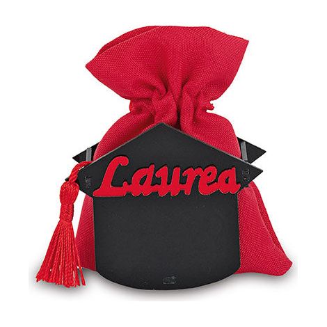 Cupido&Co. Tocco Laurea con Sacchetto 70 x 90 Mm Rosso 12 Pz