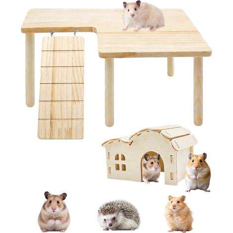 Lot de 3 Maison Hamster, Jouets pour Hamster en Bois (1/5)