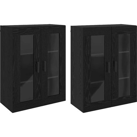 2 pcs Buffet，Bahut， Armoires Murailles Chêne noir 69,5 x 34 x 90 cm CFW54982 (1/5)