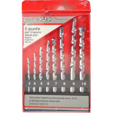 Set 13 Punte HSS Trapano UNIVERSALI FERRO-LEGNO-MARMO