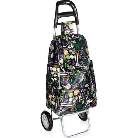 Shopping Trolley, Black, 30L, Vegetable Pattern (1/5)