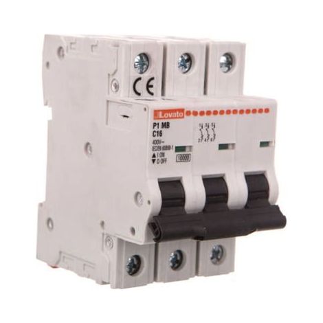 Interruptor automático 3P C 16A 10kA CA P1MB3PC16 (1/2)