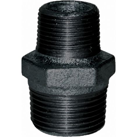 Reduzierter Nippel 40x49 / 20x27, doppeltes Außengewinde schwarz