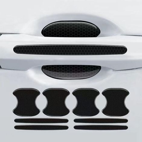 Autocollants de protection pour poignées de portières — Protection anti-rayures, autocollants pour cuvettes de poignées, design réfléchissant (Noir, lot de 8 pièces)