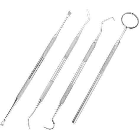 Kit hygiène dentaire anti-tartre – 4 pièces avec miroir, pour détartrage et blanchiment (1/5)