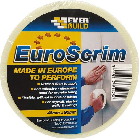 Everbuild EuroScrim Plasterboard Joining Tape, 48mm x 90m, White, Model EVB2EURO48 (1/5)
