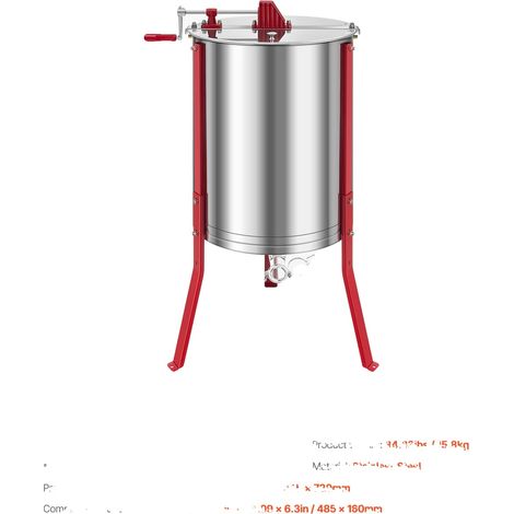 Honigschleuder, höhenverstellbar, ergonomischer Griff, 6 Rahmen (1/2)