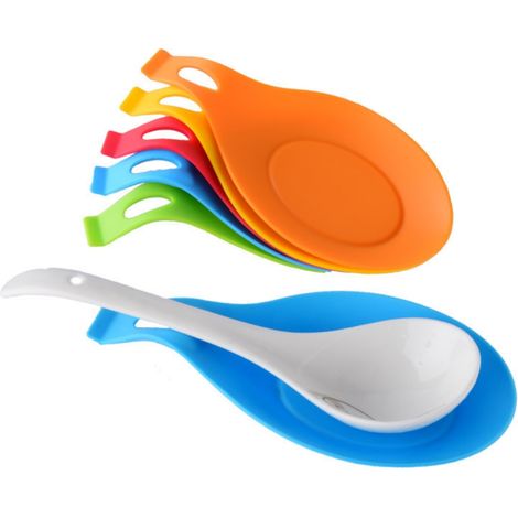 Juego de 4 posacucharas de silicona, resistentes al calor, sin BPA, para utensilios de cocina, aptos para lavavajillas. (1/5)