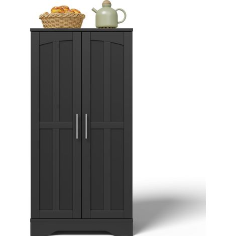 Armoire de cuisine 120 x 60 x 40 cm avec lumière LED à capteur, grande armoire de rangement à 2 portes avec étagères réglables et étagères de porte – adaptée à la cuisine, à la salle à manger ou au sa (1/5)