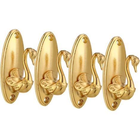Curtain Hooks Decoration Elegant Zinc Alloy Gold Swan Set of 4 Pieces Easy Installation for Bedroom and Office (1/5)