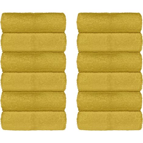 Set Asciugamani Bagno 100% Cotone Super Assorbenti Telo Doccia Spugna Professionali Salvietta Lavetta Viso Asciugamano Salviette Teli Asciugamano Ospite Qualità Hotel Lavette 12 Salviette viso - Oro (1/4)