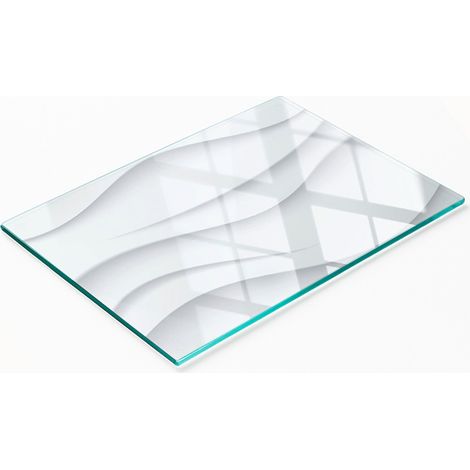 Gehärtete, multifunktionale Dekorplatte aus Glas mit abstraktem Wellenmuster, 80 x 52 cm (1/5)