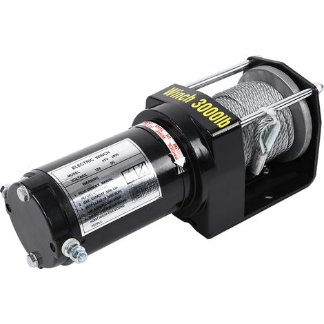 Kit de treuil électrique de 1 360 kg (3 000 lb) avec télécommande filaire 12 V pour remorquage de camions, SUV, quads, bateaux et remorques