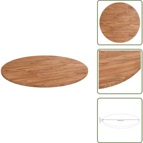 Dessus de table rond Marron clair Ø40x1,5 cm Bois chêne traité - Dessus De Table - Plateau De Table - Bois Chêne - Design Rustique - Table Ronde (1/5)