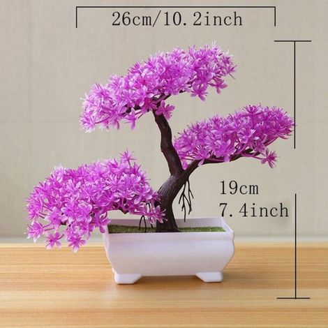 Plante Artificielle Bonsaï - Pot Inclus - Décoration Intérieure Extérieure - Table Jardin Maison Chambre - Rose - 1 Pièce