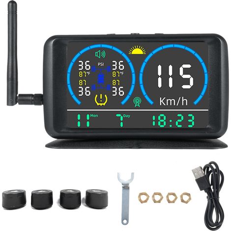 TPMS solaire 4 capteurs – GPS, 4 alarmes, amplificateur, pour camping-car/camionnette/voiture (1/5)