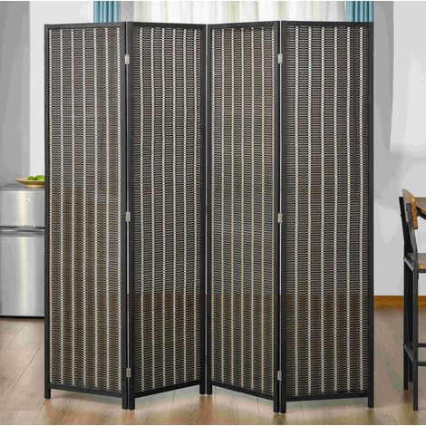Paravent 4 panneaux 180 x 180 cm en bambou, pliable, marron HAVRYA (1/5)