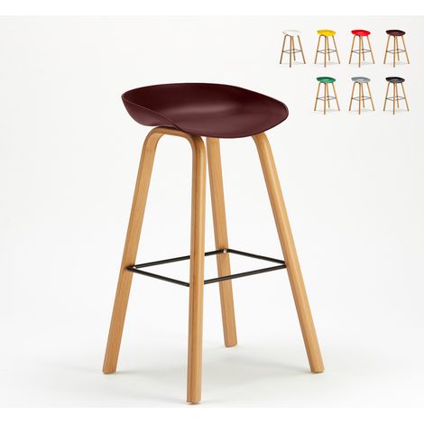 Towerwood Barhocker Barstuhl für Esszimmer Küche Café mit Holzeffekt - Braun (1/5)